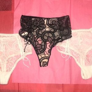 Victoria’s Secret Dream Angels High Waist Lace Up Crochet Thong Lot Set of 3